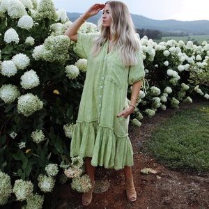 Free people over sized button up green dress